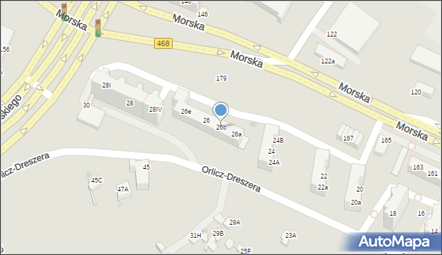 Gdynia, Orlicz-Dreszera Gustawa, gen., 26b, mapa Gdyni