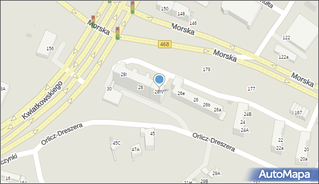 Gdynia, Orlicz-Dreszera Gustawa, gen., 28IV, mapa Gdyni