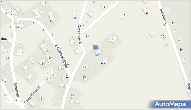 Gęsiniec, Orzechowa, 13a, mapa Gęsiniec