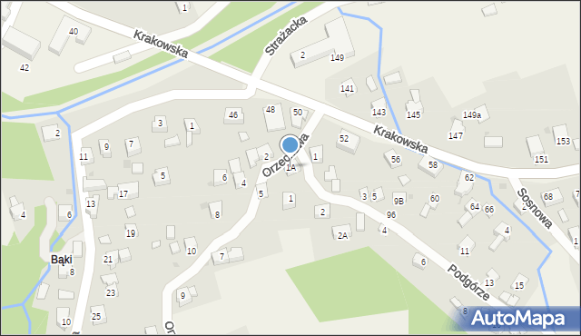 Gilowice, Orzechowa, 1A, mapa Gilowice