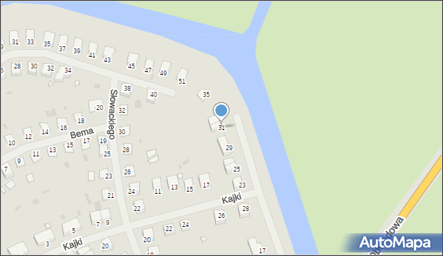Giżycko, Orlicz-Dreszera Gustawa, gen., 31, mapa Giżycko