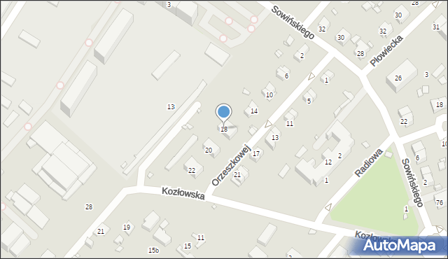 Gliwice, Orzeszkowej Elizy, 18, mapa Gliwic