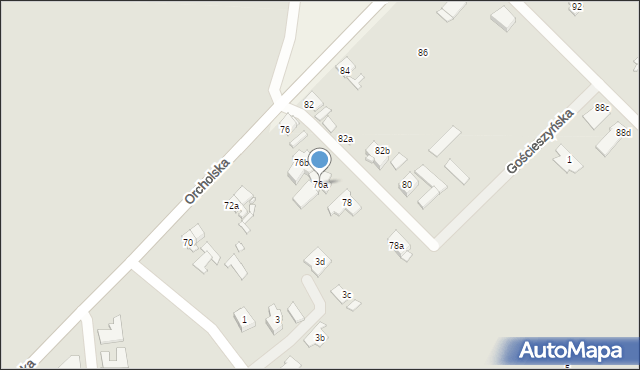 Gniezno, Orcholska, 76a, mapa Gniezna