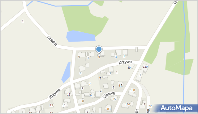 Gorzów, Orliska, 5, mapa Gorzów