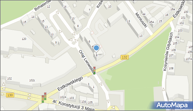 Gorzów Wielkopolski, Orląt Lwowskich, 4, mapa Gorzów Wielkopolski