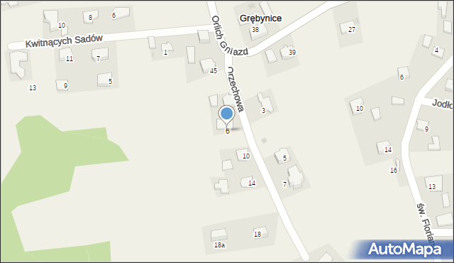 Grębynice, Orzechowa, 6, mapa Grębynice