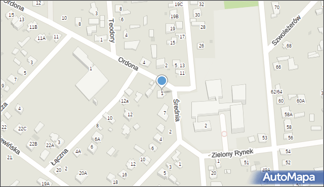 Grodzisk Mazowiecki, Ordona J., 1, mapa Grodzisk Mazowiecki