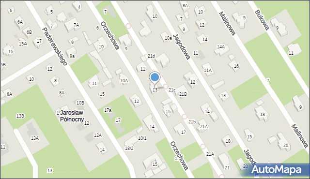 Józefów, Orzechowa, 13, mapa Józefów