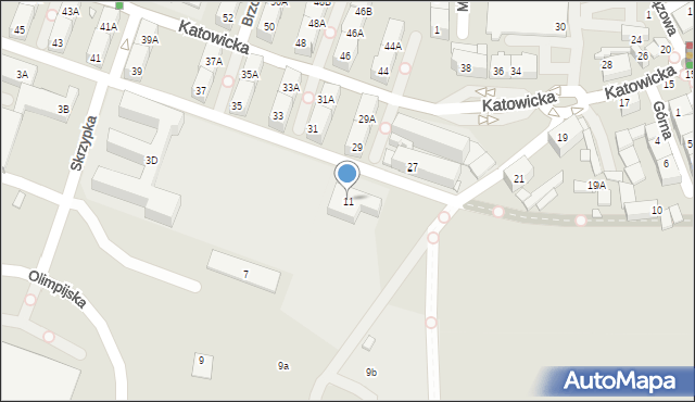 Katowice, Ordona, 11, mapa Katowic