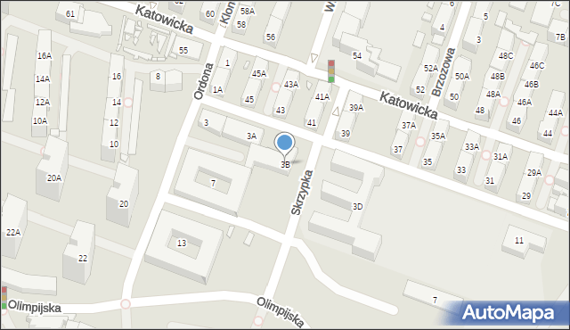 Katowice, Ordona, 3B, mapa Katowic