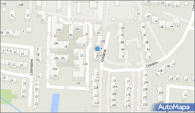 Katowice, Orkana Władysława, 10, mapa Katowic