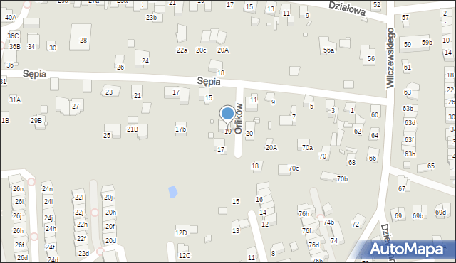 Katowice, Orlików, 19, mapa Katowic