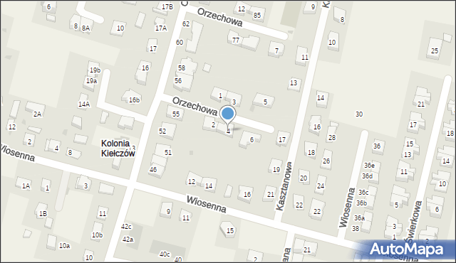 Kiełczów, Orzechowa, 4, mapa Kiełczów