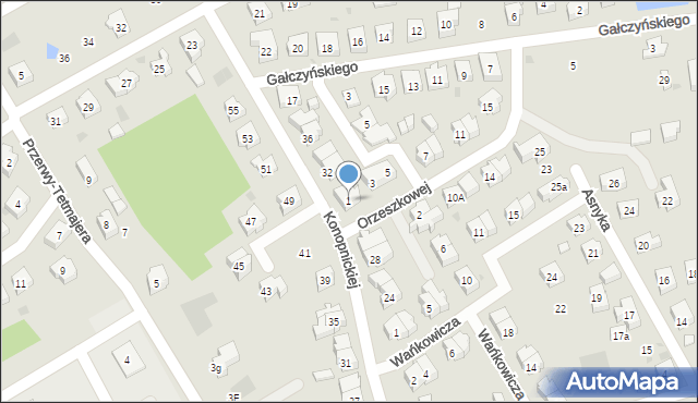 Kościerzyna, Orzeszkowej Elizy, 1, mapa Kościerzyna