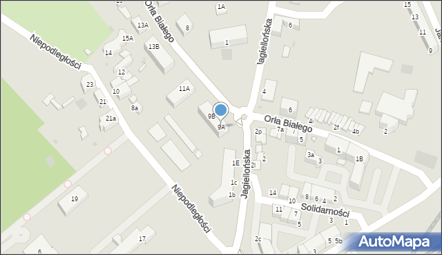 Kostrzyn nad Odrą, Orła Białego, 9A, mapa Kostrzyn nad Odrą