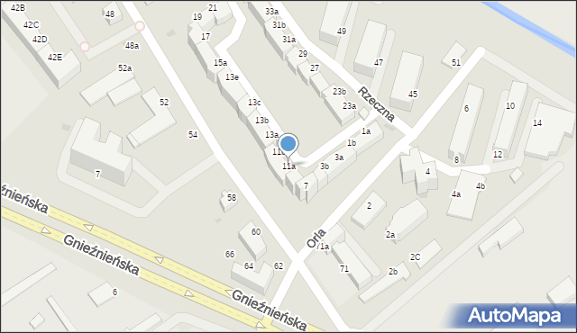 Koszalin, Orla, 11a, mapa Koszalina