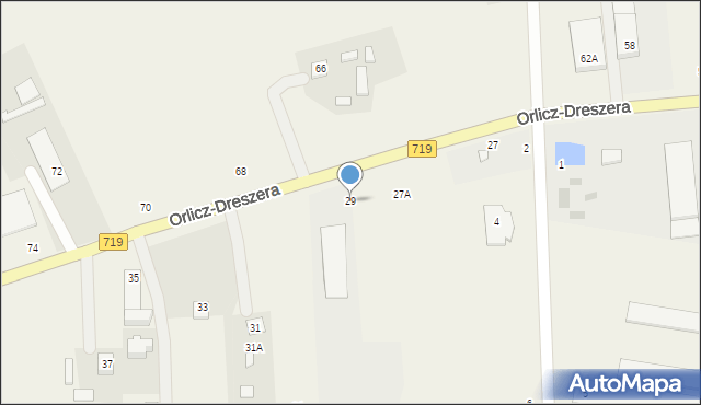 Kozerki, Orlicz-Dreszera Gustawa, gen., 29, mapa Kozerki