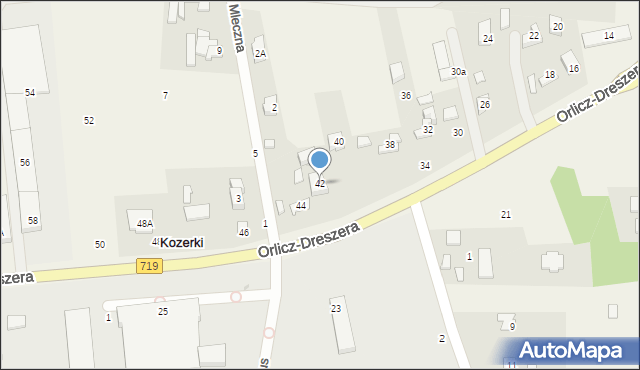 Kozerki, Orlicz-Dreszera Gustawa, gen., 42, mapa Kozerki