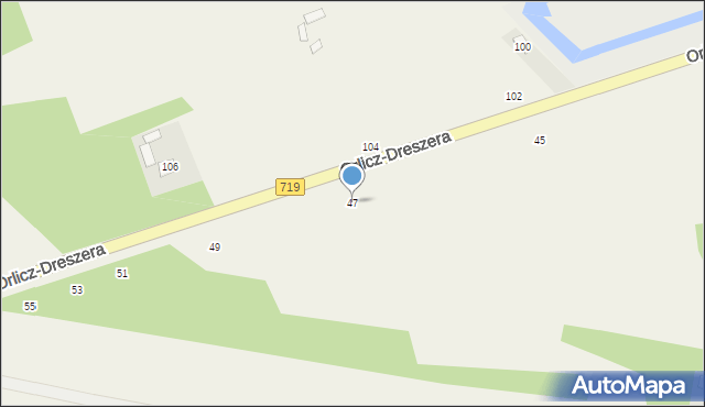 Kozerki, Orlicz-Dreszera Gustawa, gen., 47, mapa Kozerki