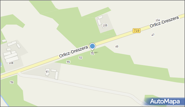 Kozerki, Orlicz-Dreszera Gustawa, gen., 51, mapa Kozerki