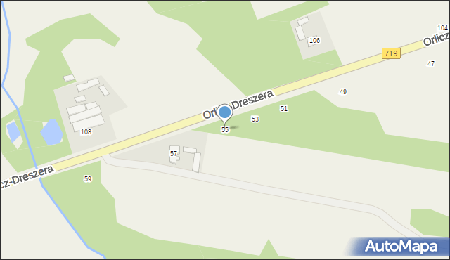 Kozerki, Orlicz-Dreszera Gustawa, gen., 55, mapa Kozerki