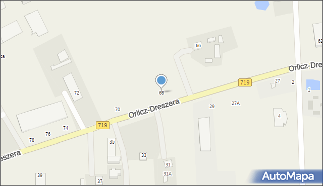 Kozerki, Orlicz-Dreszera Gustawa, gen., 68, mapa Kozerki