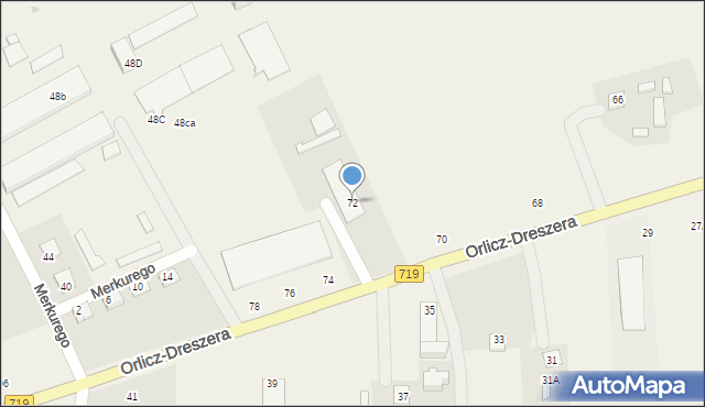 Kozerki, Orlicz-Dreszera Gustawa, gen., 72, mapa Kozerki