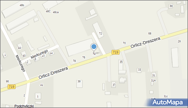 Kozerki, Orlicz-Dreszera Gustawa, gen., 74, mapa Kozerki