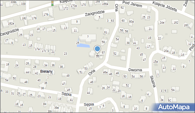 Kraków, Orla, 55, mapa Krakowa