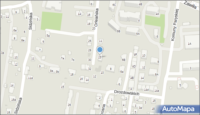 Kraków, Orleańska, 13, mapa Krakowa