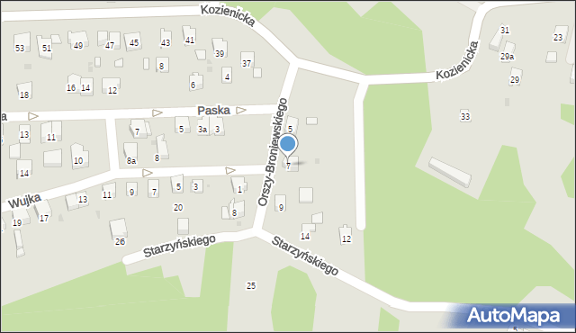 Kraków, Orszy-Broniewskiego Stanisława, hm., 7, mapa Krakowa