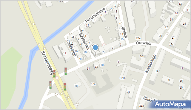 Kraków, Orawska, 7, mapa Krakowa