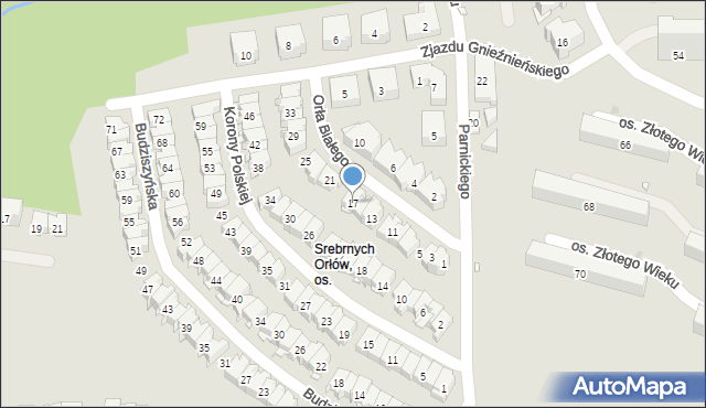 Kraków, Orła Białego, 17, mapa Krakowa