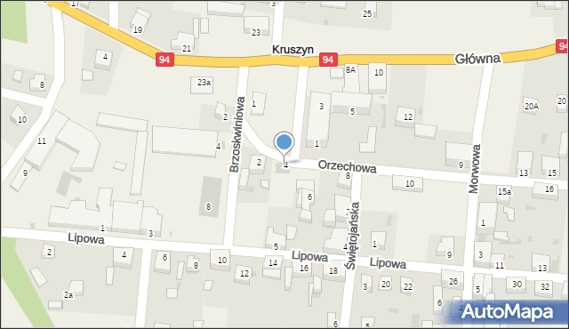Kruszyn, Orzechowa, 4, mapa Kruszyn