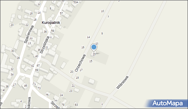 Kuropatnik, Orzechowa, 13, mapa Kuropatnik