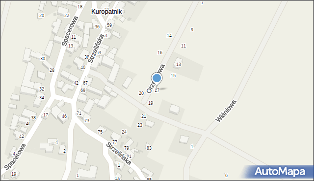 Kuropatnik, Orzechowa, 17, mapa Kuropatnik