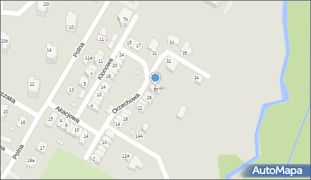 Kwidzyn, Orzechowa, 30, mapa Kwidzyn