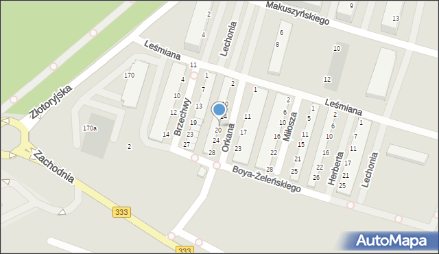 Legnica, Orkana Władysława, 18, mapa Legnicy