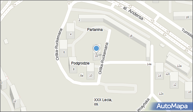 Lublin, Orlika-Ruckemana Wilhelma, 12, mapa Lublina