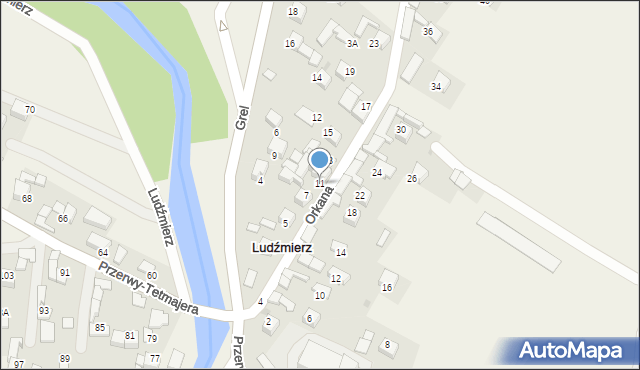 Ludźmierz, Orkana Władysława, 11, mapa Ludźmierz