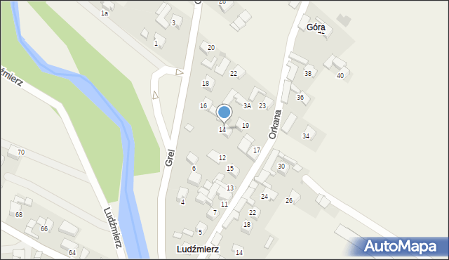 Ludźmierz, Orkana Władysława, 14, mapa Ludźmierz