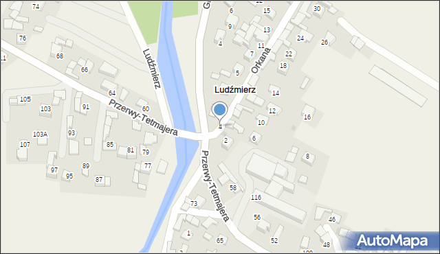 Ludźmierz, Orkana Władysława, 4, mapa Ludźmierz
