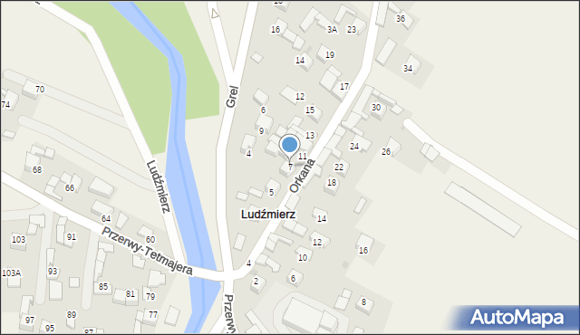 Ludźmierz, Orkana Władysława, 7, mapa Ludźmierz
