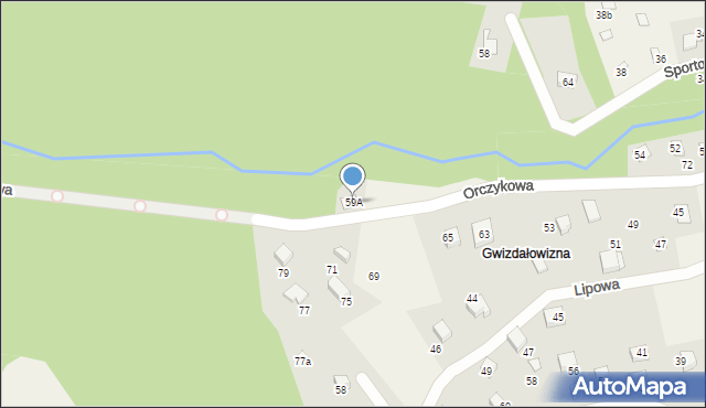 Meszna, Orczykowa, 59A, mapa Meszna