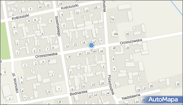 Miedzna, Orzeszowska, 14, mapa Miedzna