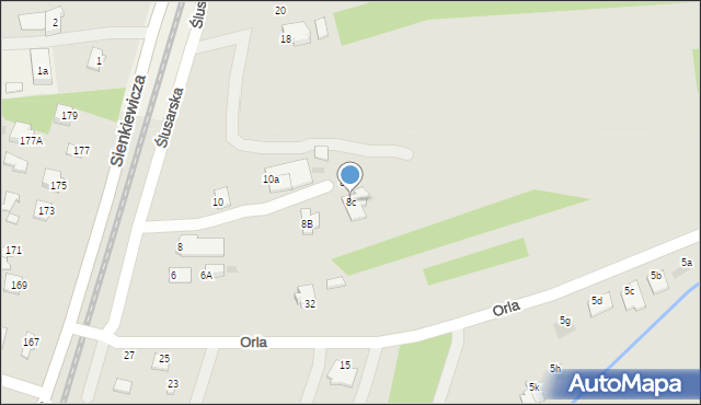 Mielec, Orla, 8c, mapa Mielca