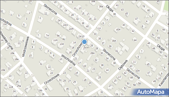 Mikołów, Orzechowa, 17, mapa Mikołów