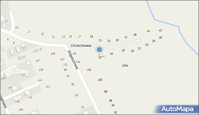 Modlniczka, Orzechowa, 14, mapa Modlniczka
