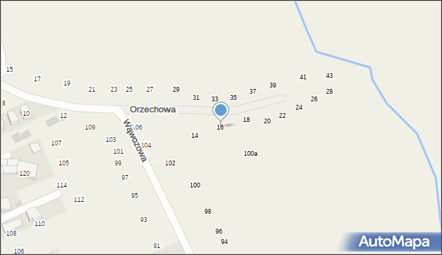 Modlniczka, Orzechowa, 16, mapa Modlniczka