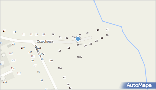 Modlniczka, Orzechowa, 18, mapa Modlniczka